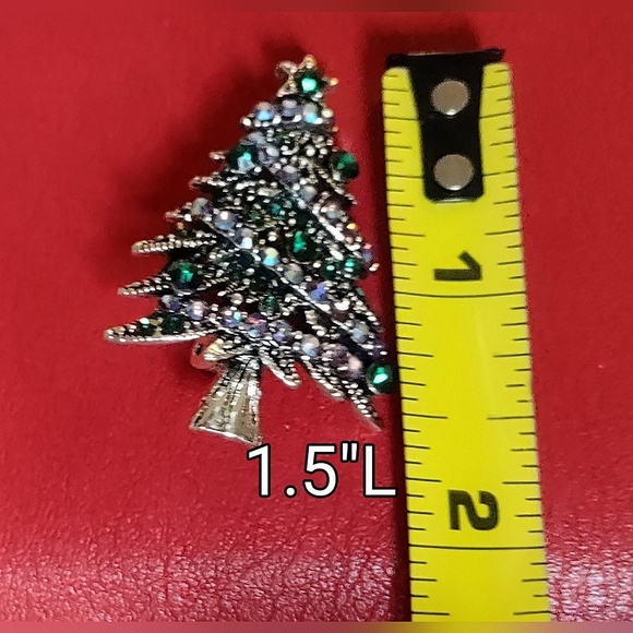 Small Crystal Christmas Tree Brooch  - C - Picture 12 of 16